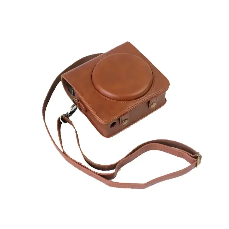 

For Fujifilm Instax Square SQ6 PU Leather Camera Bag with Strap Instant Film Camera Protective Case Brown/Black