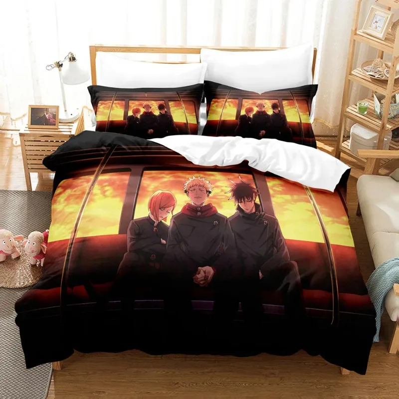 

Cartoon Jujutsu Kaisen Duvet Cover Pillowcase Bedding Set Adult Boy Girl Bedroom Creativity Anime Duvet Cover Gift