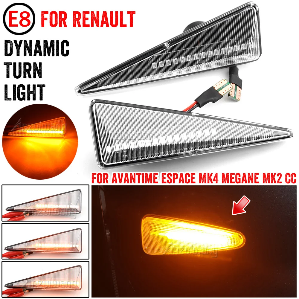 2 buah lampu sinyal belok penanda sisi dinamis Led untuk Renault Megane MK2 CC Espace MK4 Scenic MK2 Wind Avantime Thalia 2