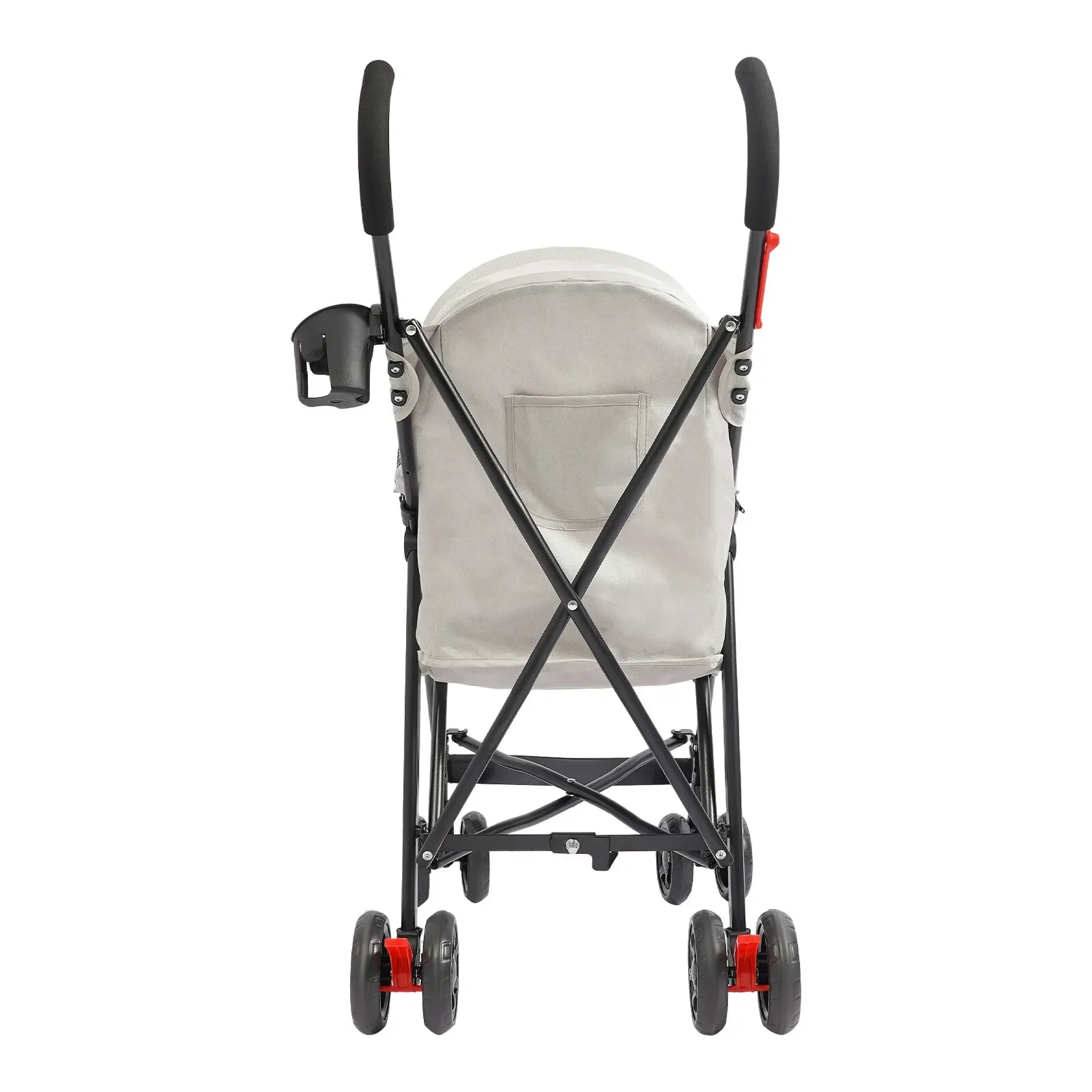 All-Weather Pet Dog Stroller with Rain Canopy, Cup Holder, Rear Pocket, 4 Wheels - Gray