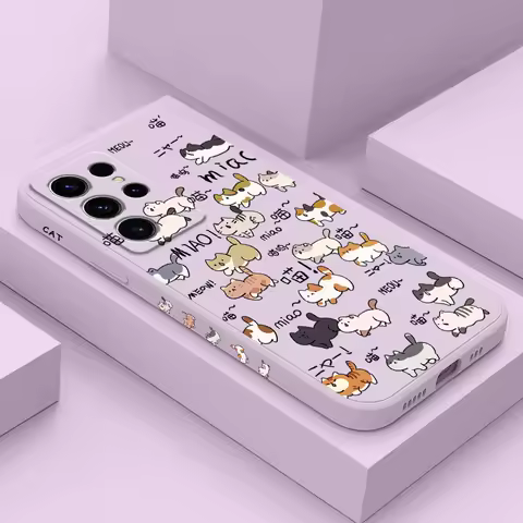 Running Cats Phone Case For Samsung Galaxy S25 S24 S23 S22 S21 S20 S10 S10E Ultra Plus FE Note 20 Ultra Plus Cover