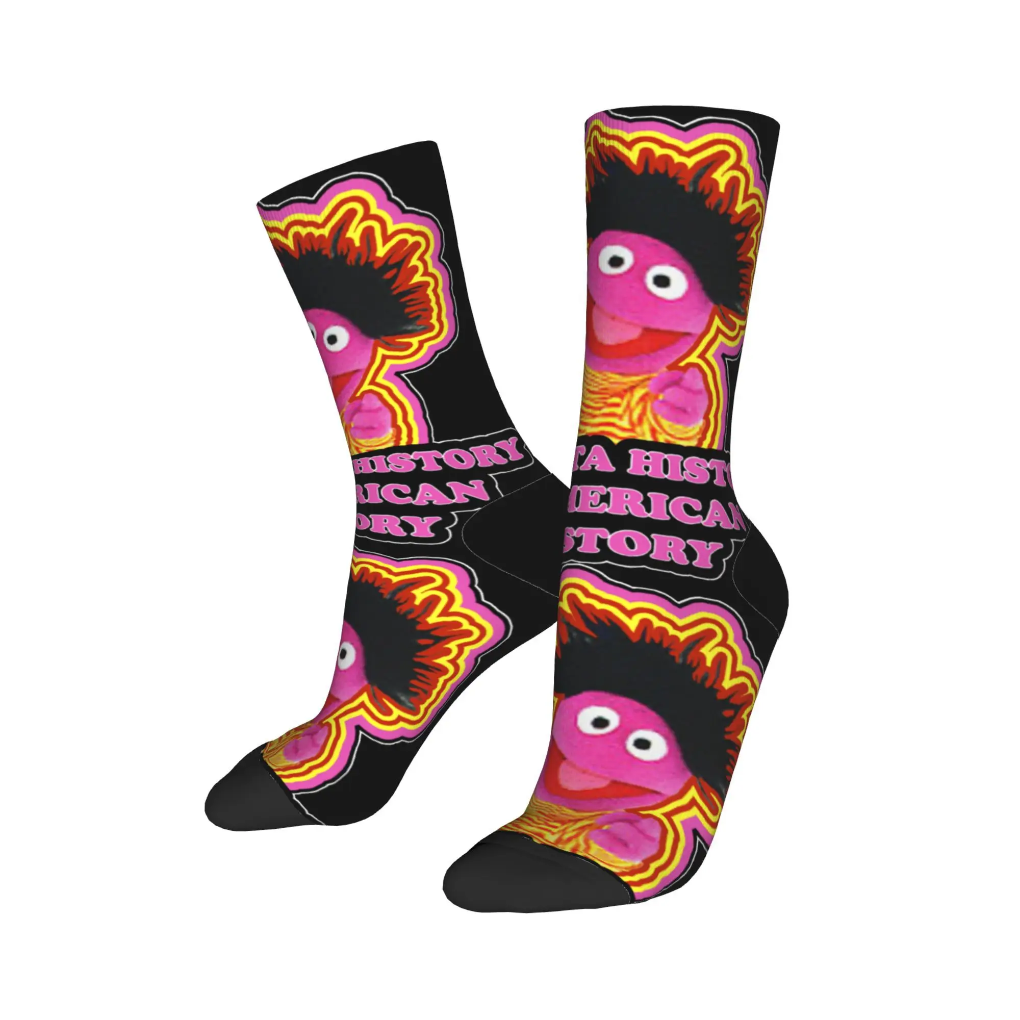 Funny Men's Socks Novelty Magenta History Month the Muppets Show Sock Polyester Women's Stockings Spring Summer Autumn Winter