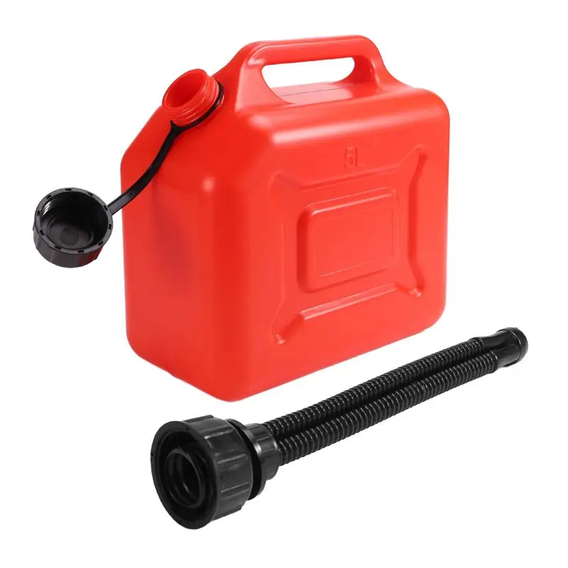 

5L Car Fuel Tank Can Spare Plastic Petrol Gas Container Anti-Static Fuel Carrier With Pipe For Car