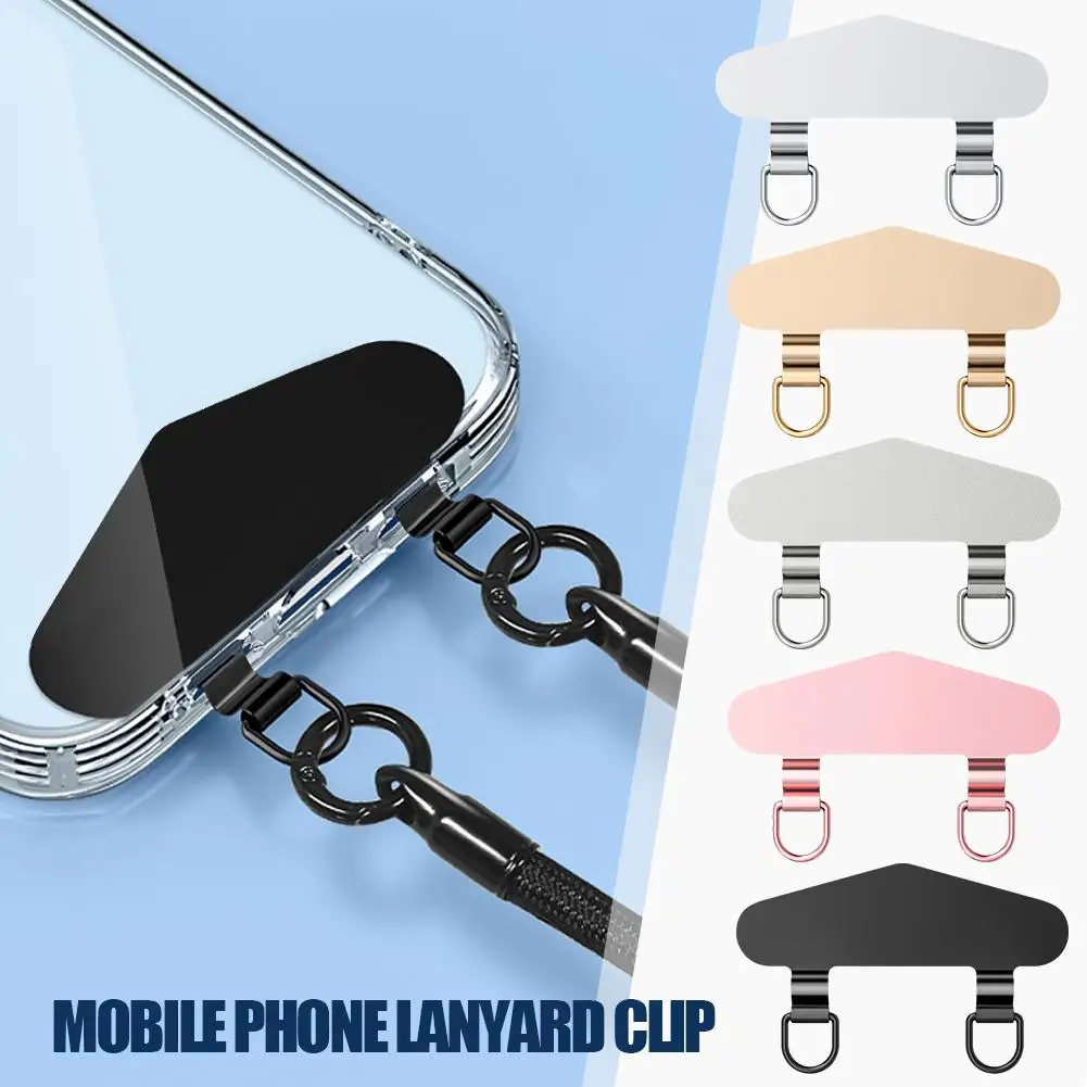 Universal Mobile Phone Lanyard Double Ear Metal Gasket Gasket Connect Pad Anti Stainless Loss Tether Strap Steel Clips K2N5