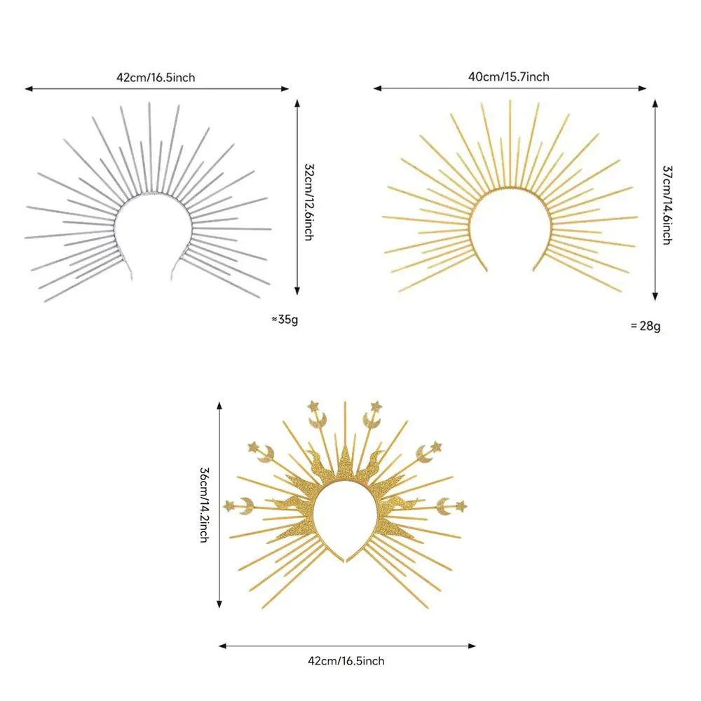 Vintage Sonnengott Halo Stirnband Stern Mond COSPLAY Haarreifen Silber Modenschau Haarschmuck Halloween Stirnband Damen/Mädchen