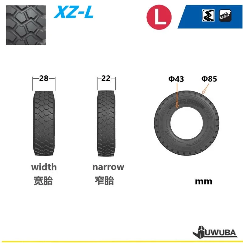 Modèle JUWUBA pour pneus de tête de tracteur TAMIYA pneus de Simulation de camion de boue pneus de gravier XZ-L tout Terrain
