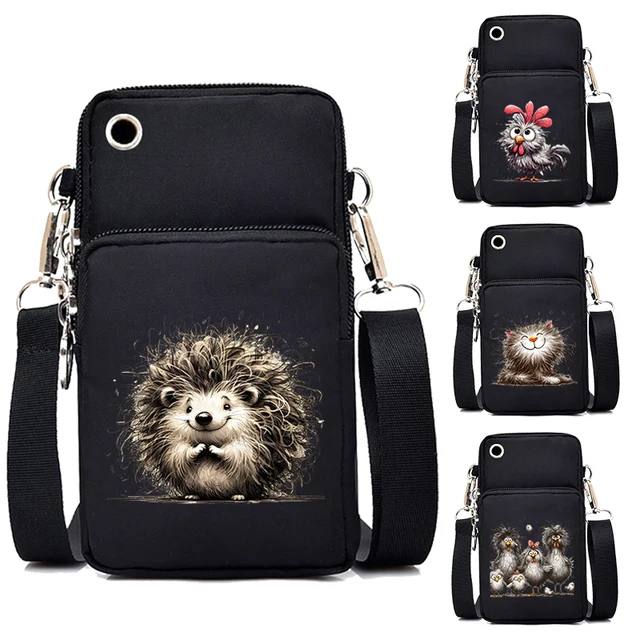 Anime wściekły jeż graficzna Mini torba na telefon komórkowy kobiety zabawna torebka z motywem kreskówkowym jeż torebka dla kochanka małe torby typu Crossbody unisex