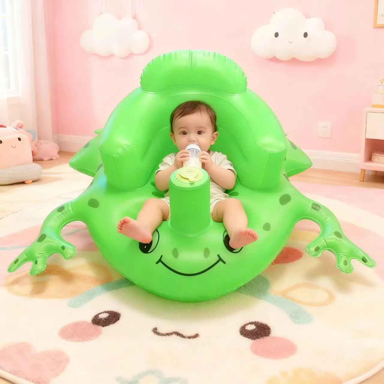 

Baby Inflatable Seat Back Support Portable Foldable for Infant Bath Seat Training Chair Baby Shower Support Sofa Baby Bath Chair