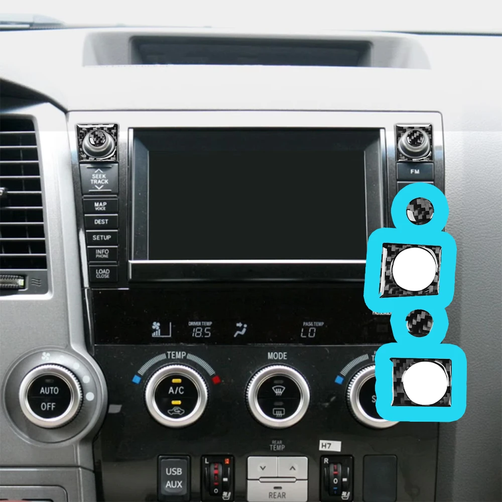 Para Tundra Sequoia 2007-2013 consola central interruptor de Control de volumen decoración pegatina embellecedora cubierta accesorios de coche fibra de carbono