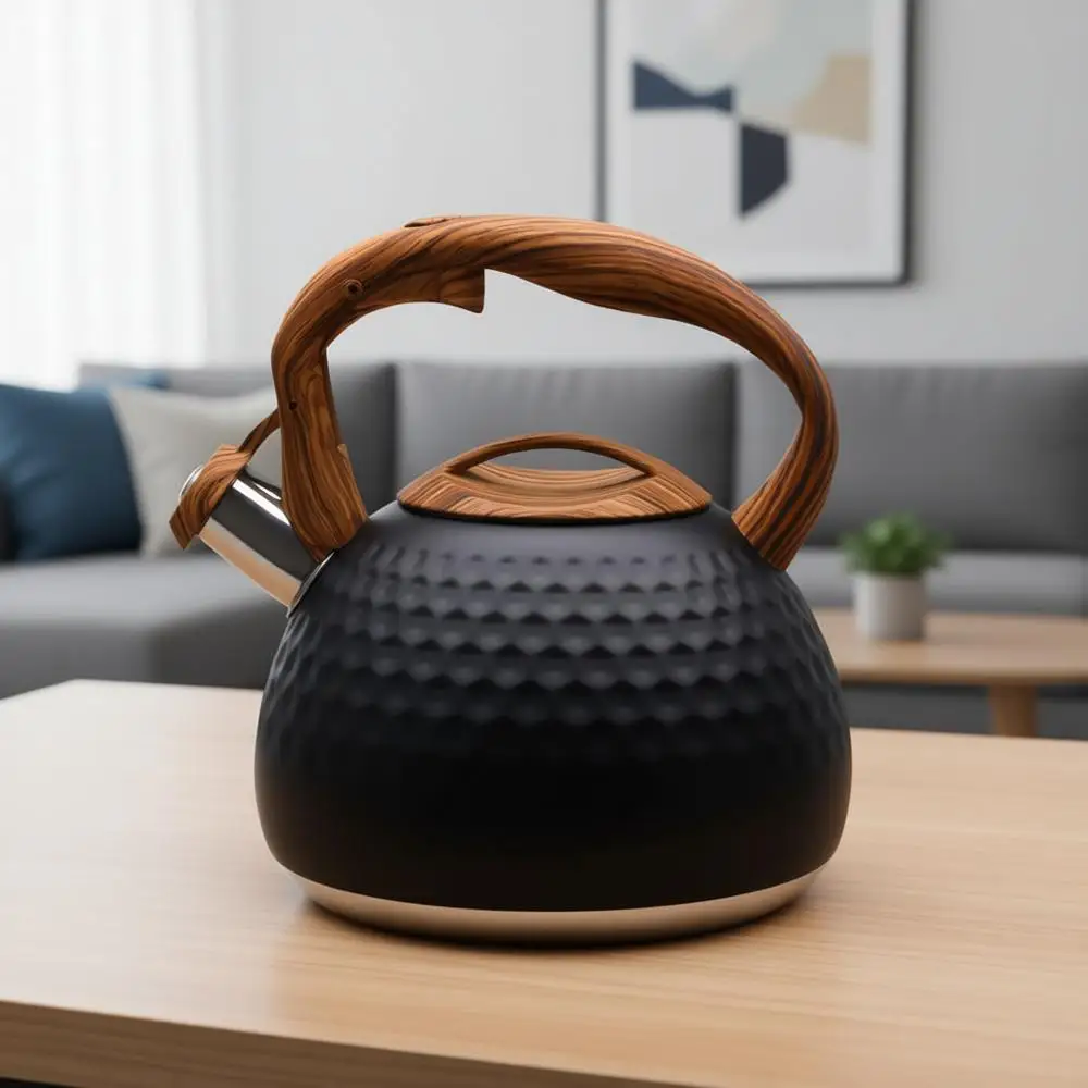 

Чайник из нержавеющей стали объемом 3,1 кварта (3 л) с деревянной ручкой, уникальный чайник с кнопочным управлением и изливом