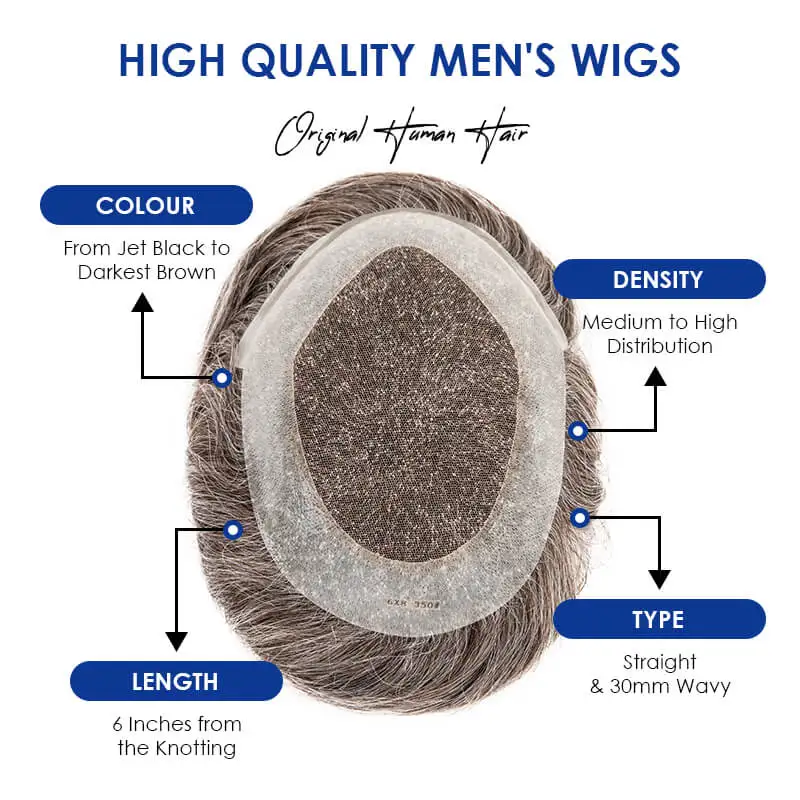 Australia rambut palsu pria renda & Wig PU untuk pria rambut pria prostesis bersirkulasi Wig pria sistem pengganti prostesis