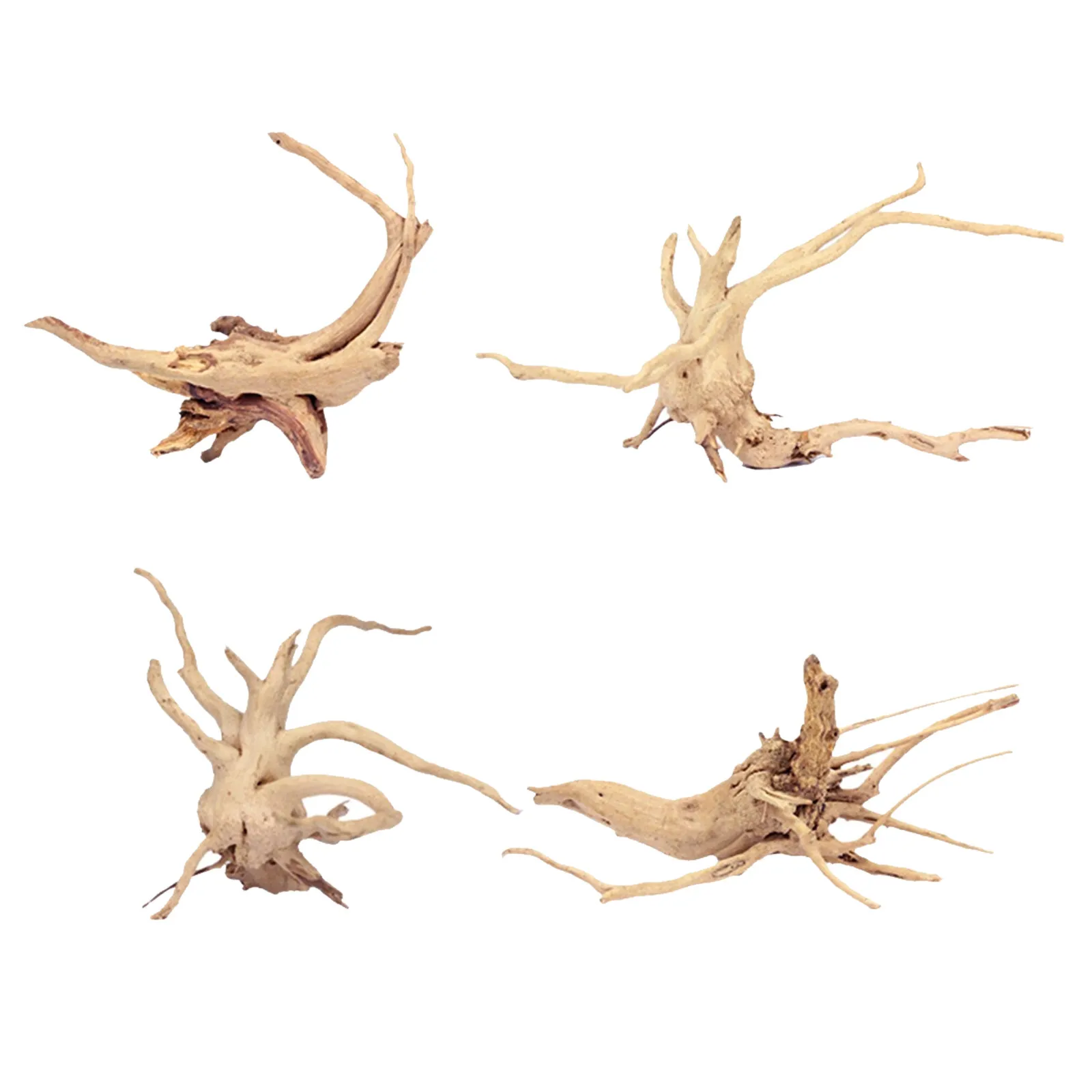 4Pcs Aquarium Driftwood Decorations Natural Branches for Freshwater Fish Tank Biofilm Grazing and PH Buffer Driftwood