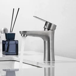 Elyn 304 Stainless Steel Bathroom Faucets Deck Mounted Hot Cold Mixer Tap Single Cold Lavatory Washing Basin Sink Faucet