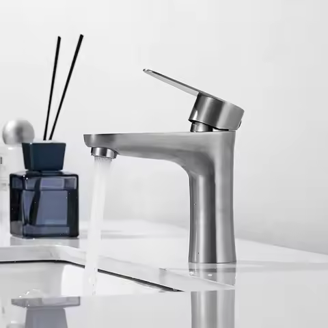 Elyn 304 Stainless Steel Bathroom Faucets Deck Mounted Hot Cold Mixer Tap Single Cold Lavatory Washing Basin Sink Faucet