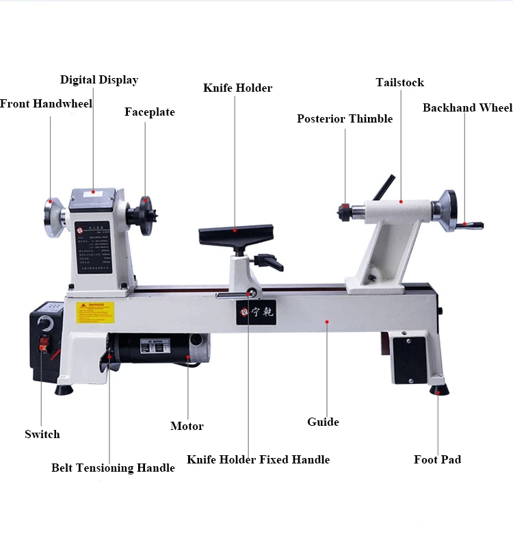 750W Digital Display Mini Wood Lathe Machine Wood Turning Lathe Machine With Processing Length 450mm