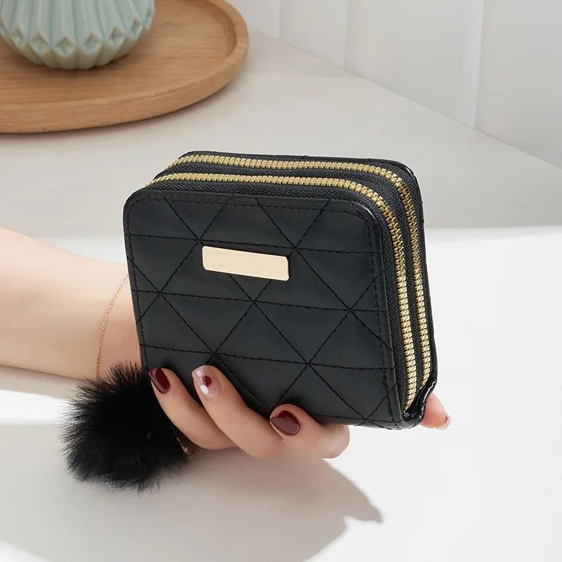 2026 New Double Zipper Short Wallet for Women ID Card Case Cards Wallet Patterned Embroidered Purse Wallets Coin Purse