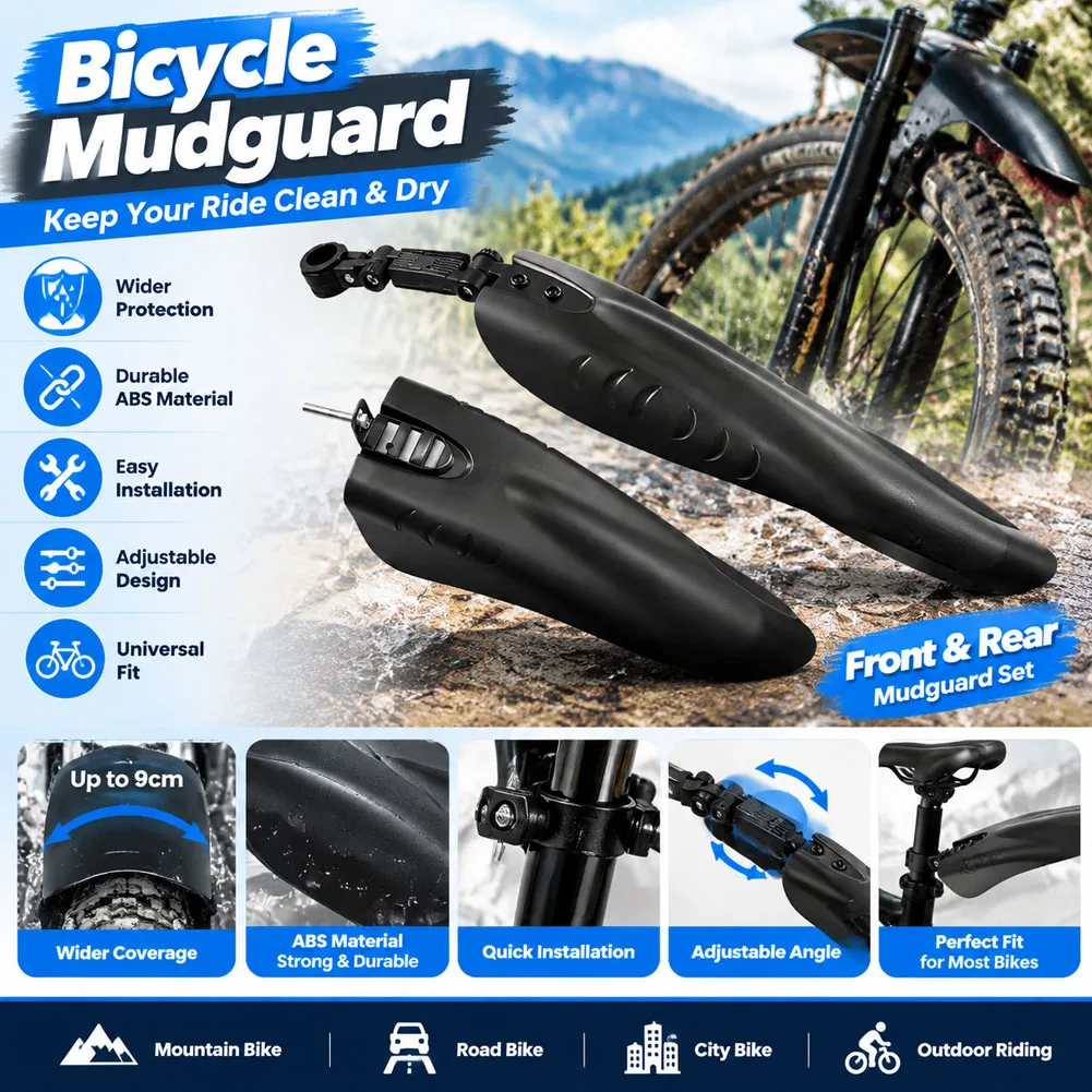 Bicycle Mud Guard Set Front & Rear Set Bike Mudguards Mountain Front Rear Fenders Wings Bike Accessories