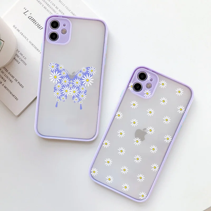 Personalised Flower Phone case For iPhone 14 15 13 12 11 Pro Max 7 8Puls X XR XS MAX Mini SE Butterfly Daisy Purple Covers Funda