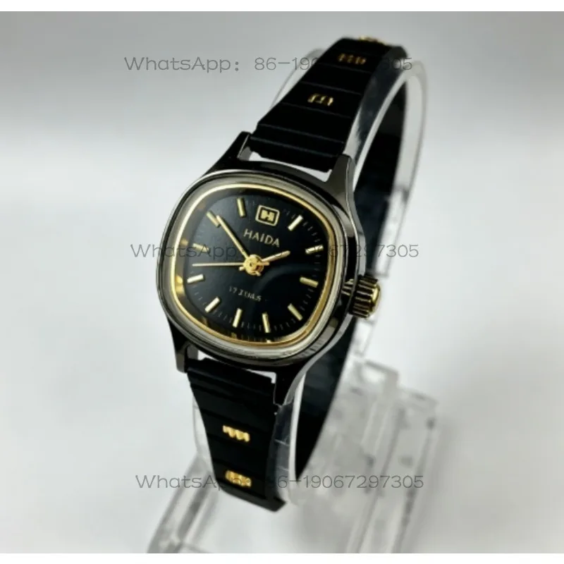 

[Guangguang Shop] Shanghai Haida brand women's mechanical watch with a diameter of 23mm square black shell and black surface