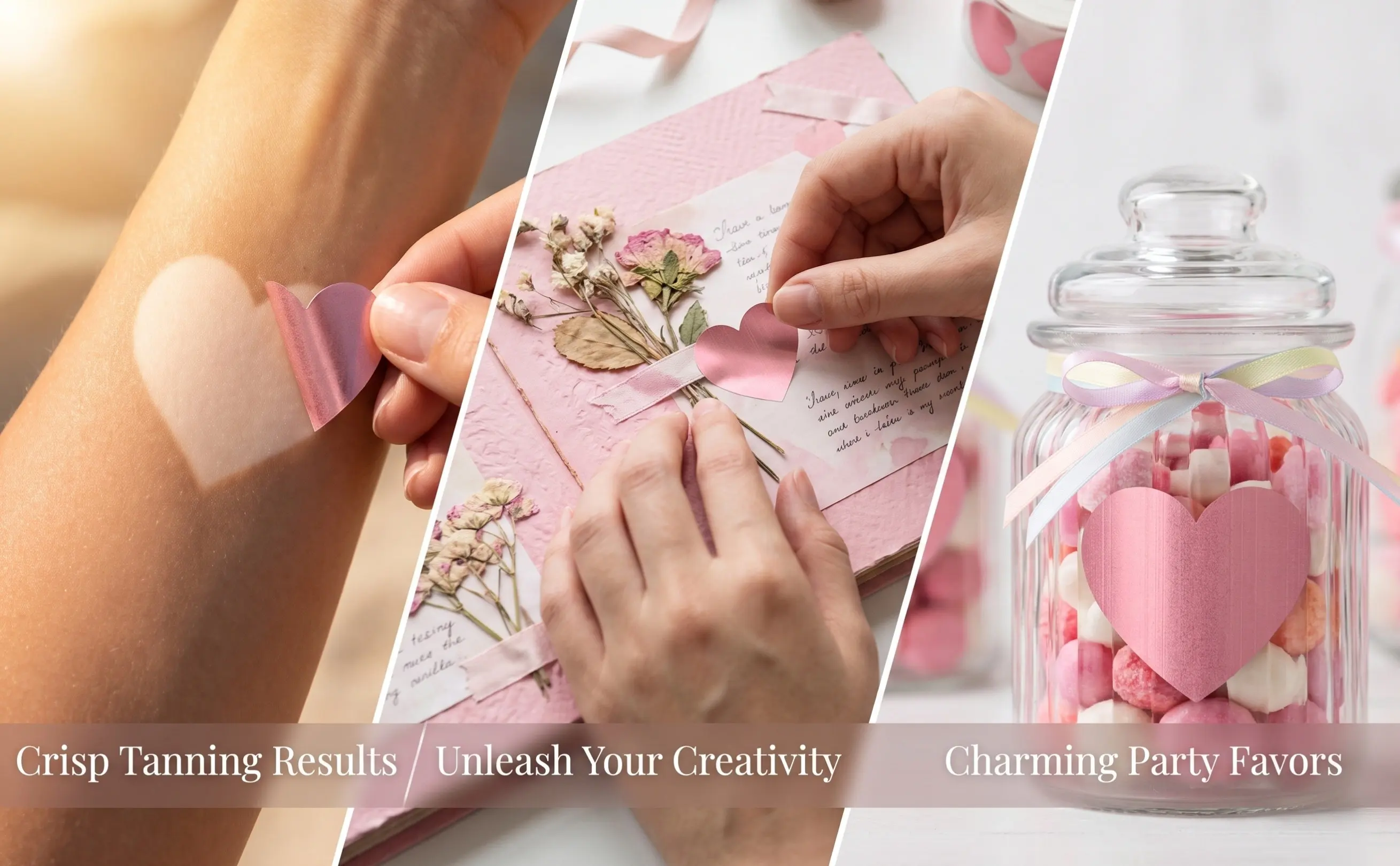 500Pcs Sun Tan Heart Stickers Easy Peel Stick Waterproof Body Art Decals for Adults Families Co-Workers Valentine Day