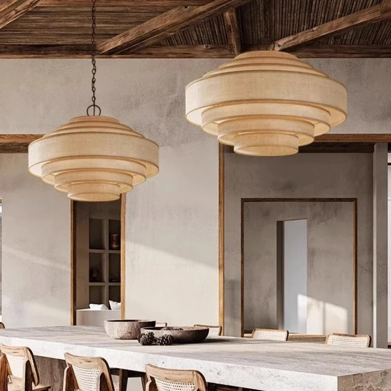 

Подвесной светодиодный светильник Wabi-sabi из ткани с LED-подсветкой E27, шелковая люстра для отелей, барных стоек, лофт-интерьеров, дизайнерские лампы для дома и декора