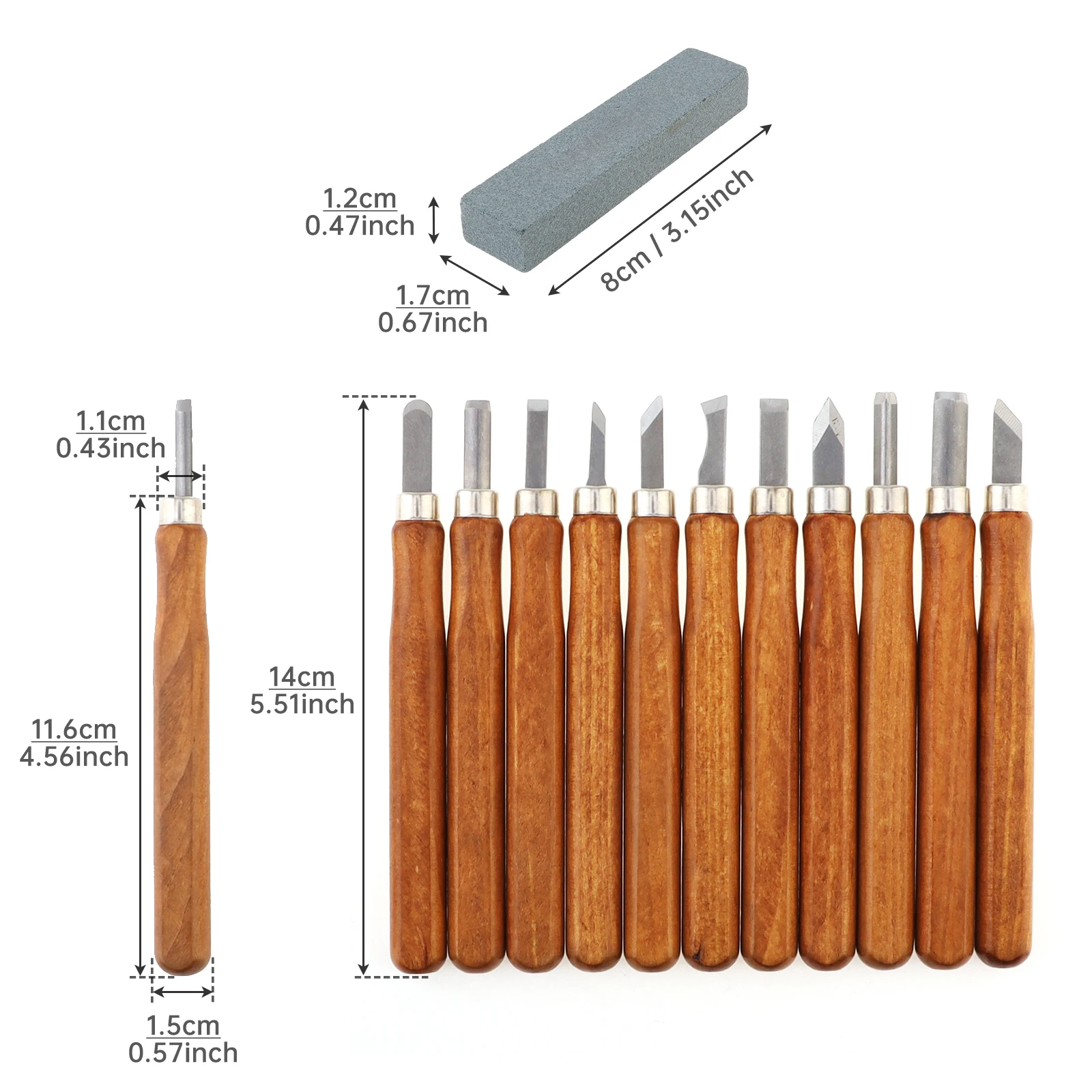 12pcs  Imitation Mahogany Wood Carving Chisel Tool Set for Basic Detailed Carving Woodworkers