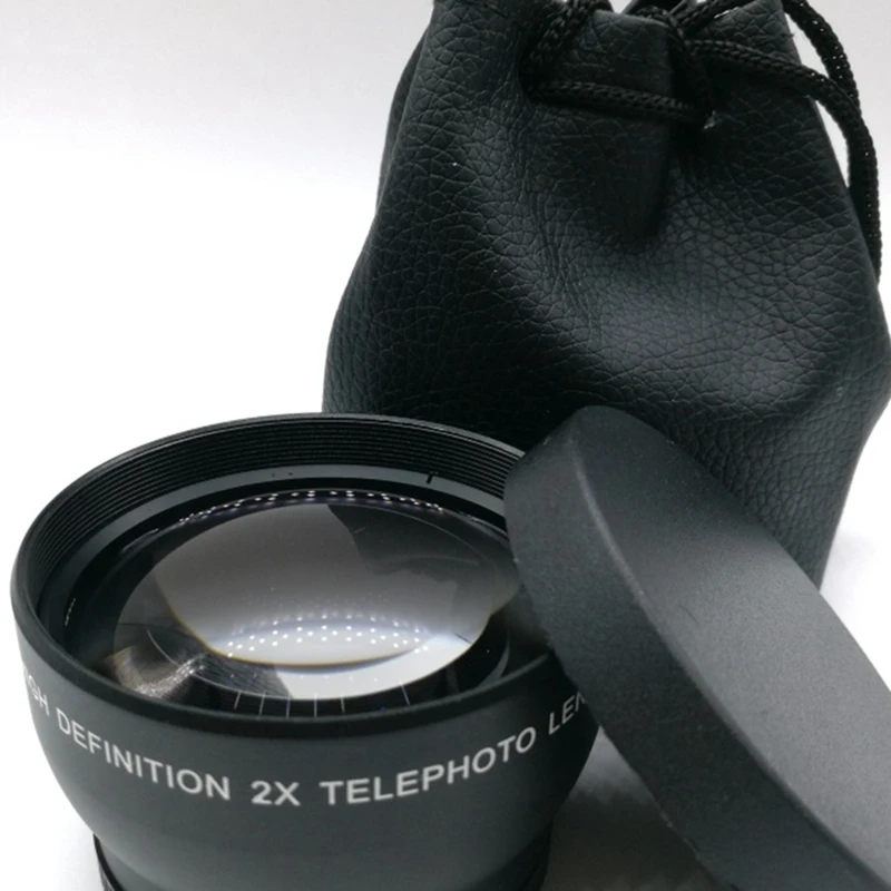 52Mm 2X Magnification Telephoto Lens For Nikon AF-S 18-55Mm 55-200Mm Lens Camera Black