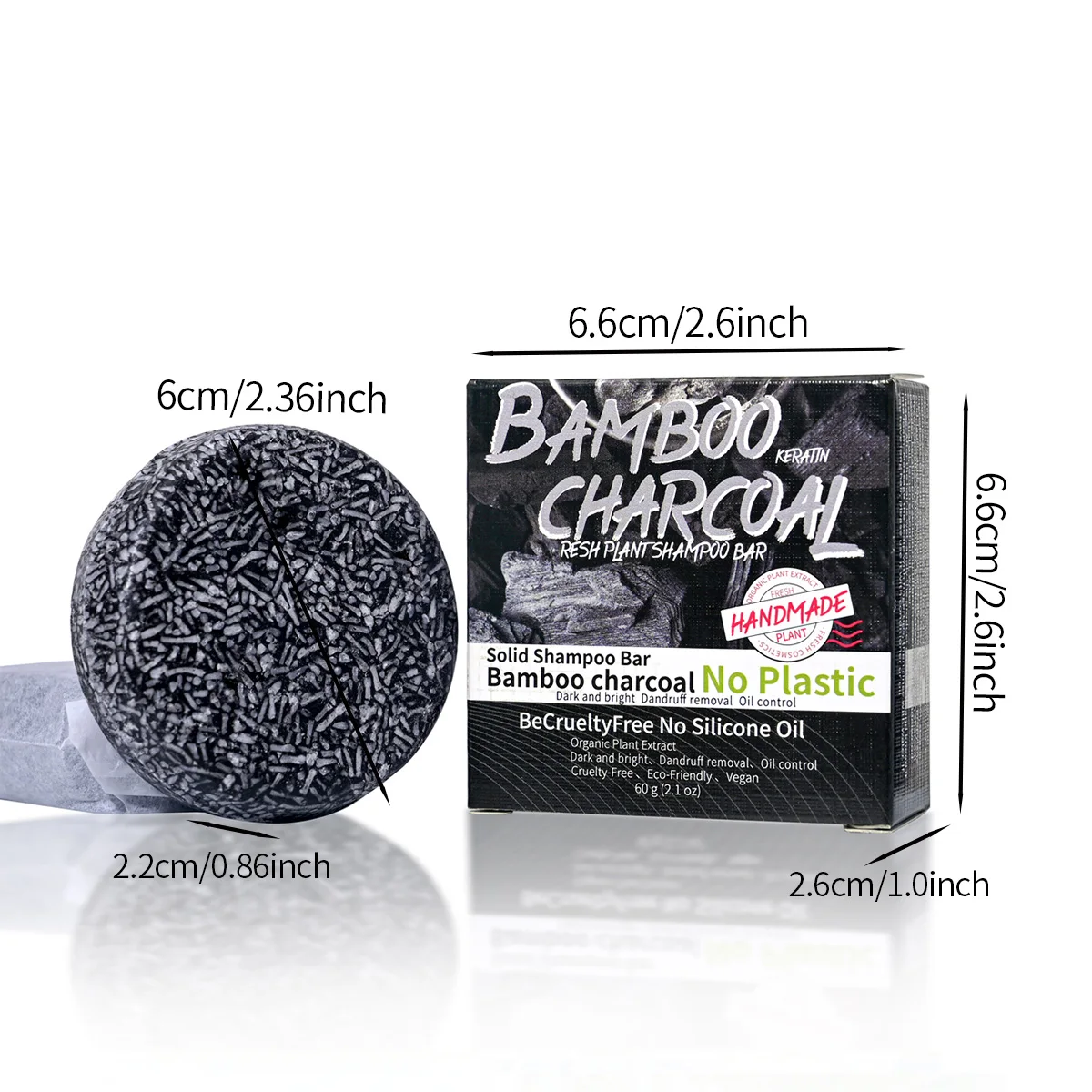 Men\'s bamboo charcoal solid shampoo deeply cleanses and moisturizes the scalp