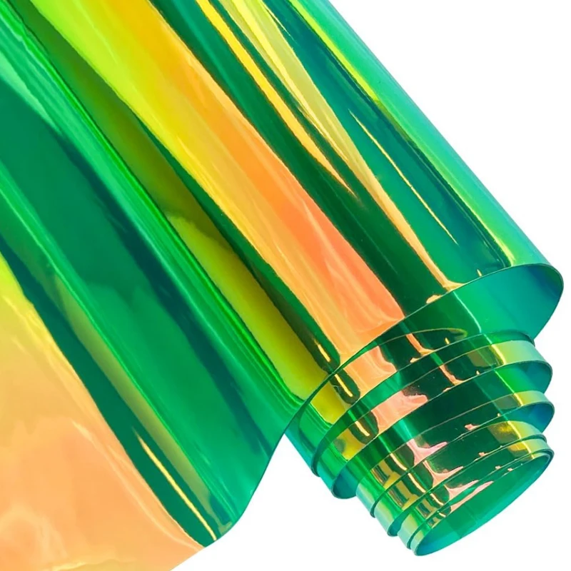 Premium Gloss Colorful Rainbow Holographic Chrome Green Vinyl Wrap Film Selbstklebende Aufkleber Aufkleber Automotive Car Wrapping Folie