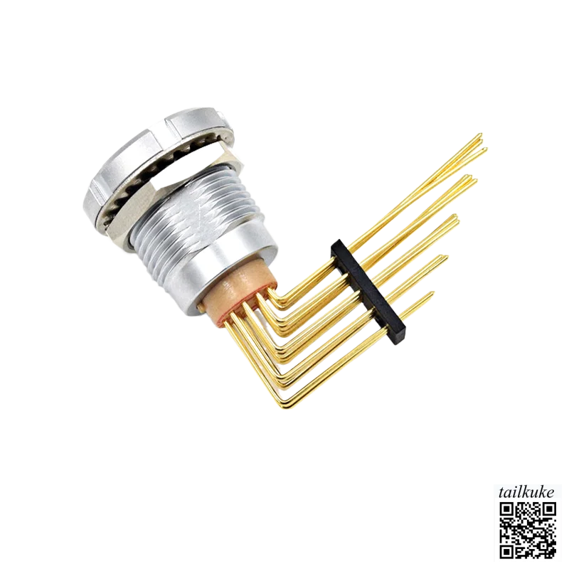 Compatible With-LEMO Connector 0B1B2B Metal ECG Double Nut Long Bent Pin Welding Plate Socket Aviation Plug