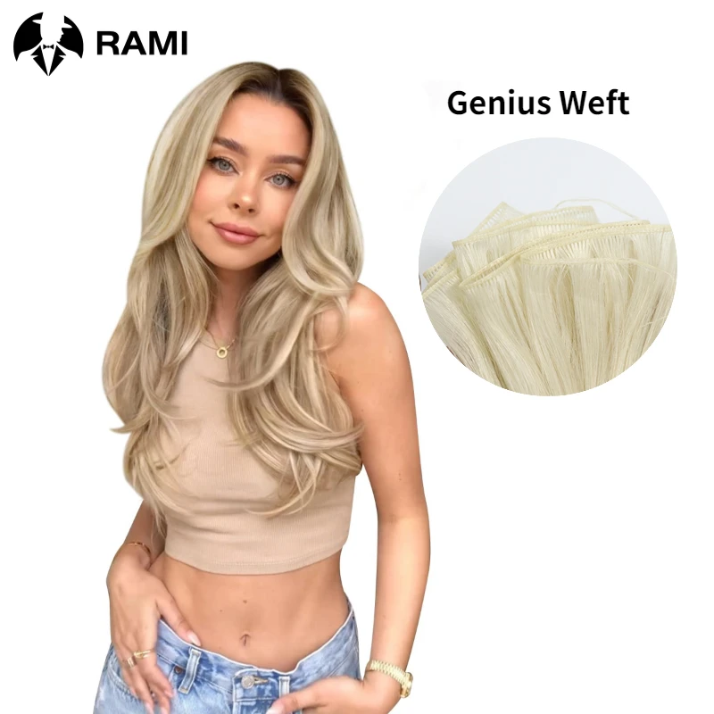 Genius Weft Human Hair Extensions Straight Invisible Lightweight Hair Bundles For Women 100G Double Drawn Hairpiece Natural Hair