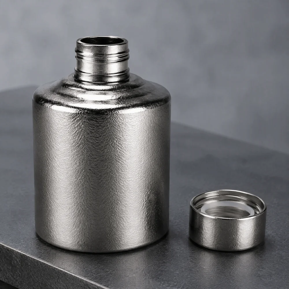 Portable Titanium Wine Flask Lightweight Smooth Pour Liquor Container Leak Proof Camping Bottle Backpacking