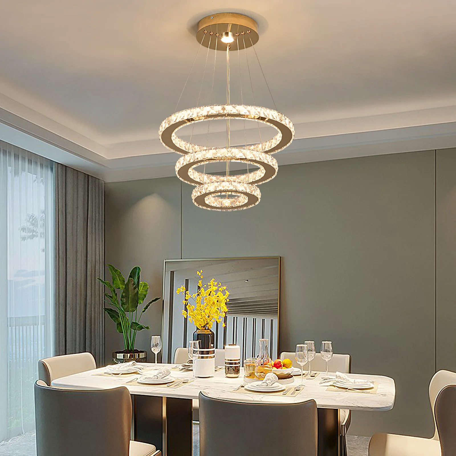 French Luxury Crystal Chandeliers Hall Living Room LED Ceiling Lamp Pendant Ceiling Light Room Kitchen Dining Table Decoration