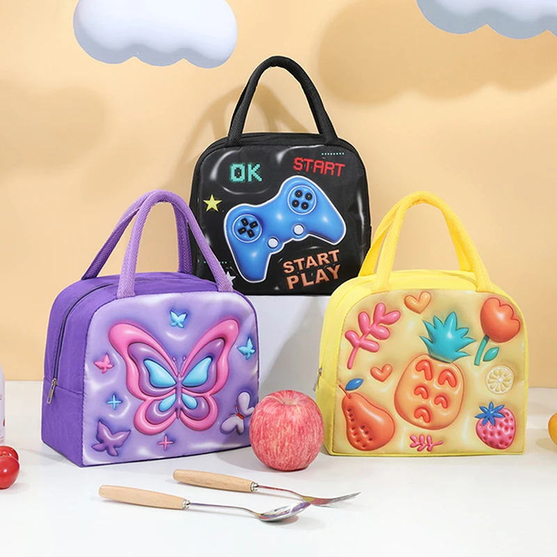 Lunch Box Bag Hand-held Insulated Lunch Bag For Women Children Meal Carrying Cute Cartoon Bento Bag Tote Bags