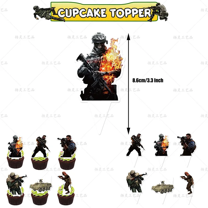 Call of Duty Birthday Party Balloon Decoration Set Kids Birthday Party Supplies Banners Flag Pulling Cake Flag Planting Gift