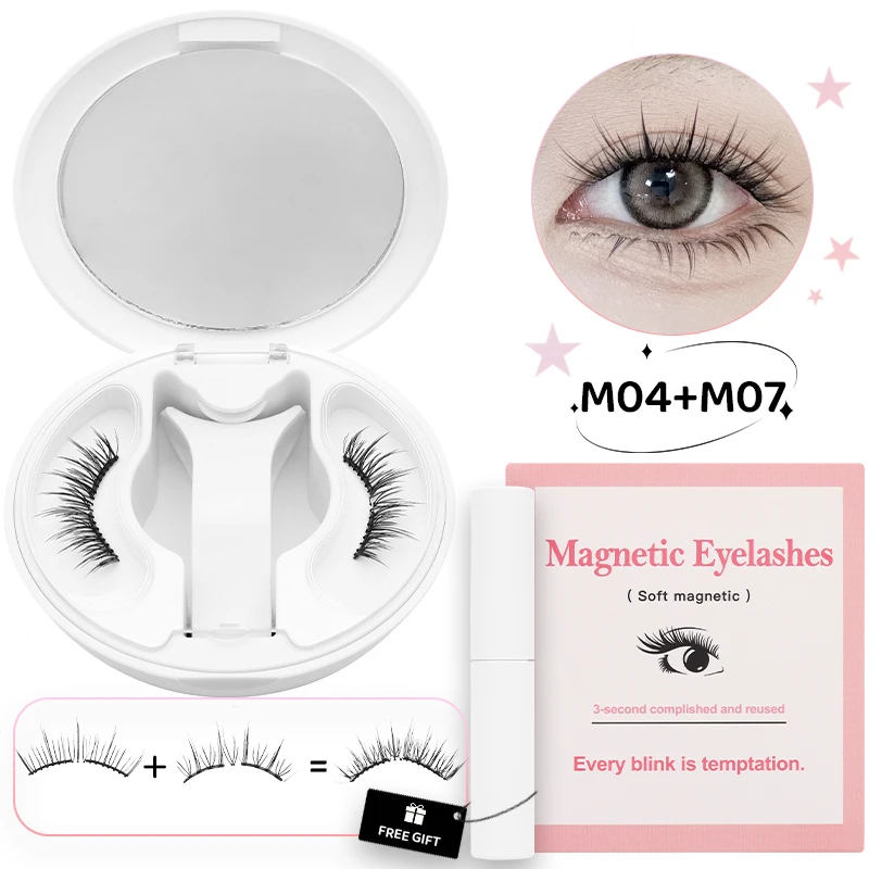 DINGSEN Weiche magnetische Wimpern mit Kleber-Set, wiederverwendbare magnetische Wimpern, Pinzetten-Set, Wimpern, handgefertigt, 3D-natürliche magnetische Pinzette – Detail 10