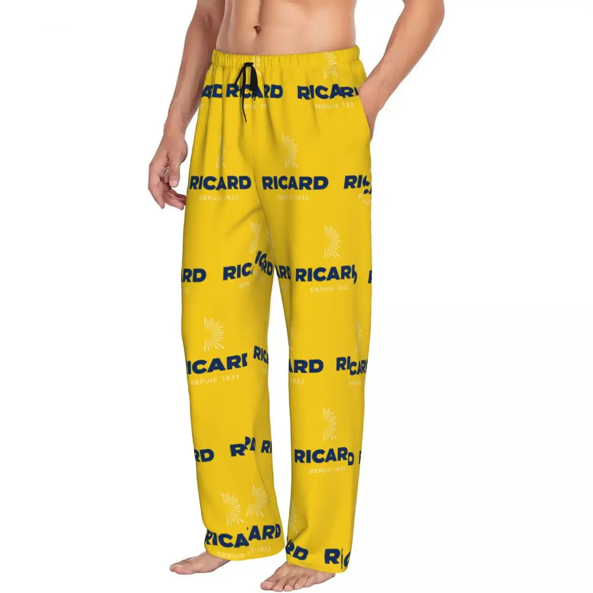مخصص مطبوعة مرسيليا فرنسا R-ريكاردز شعار بيجامة السراويل للرجال ملابس النوم قيعان مع جيوب #2