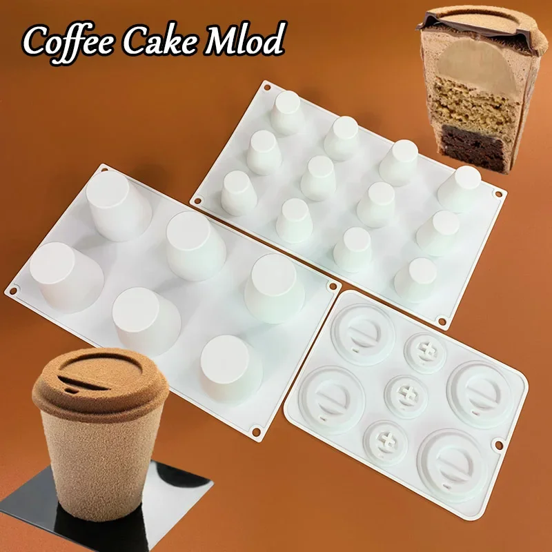 Coffee Cup Shaped Combination Silicone Chocolate Mousse Cake Mold Mug Design Silicone Mould Kitchen Bakeware Dessert Baking Tool