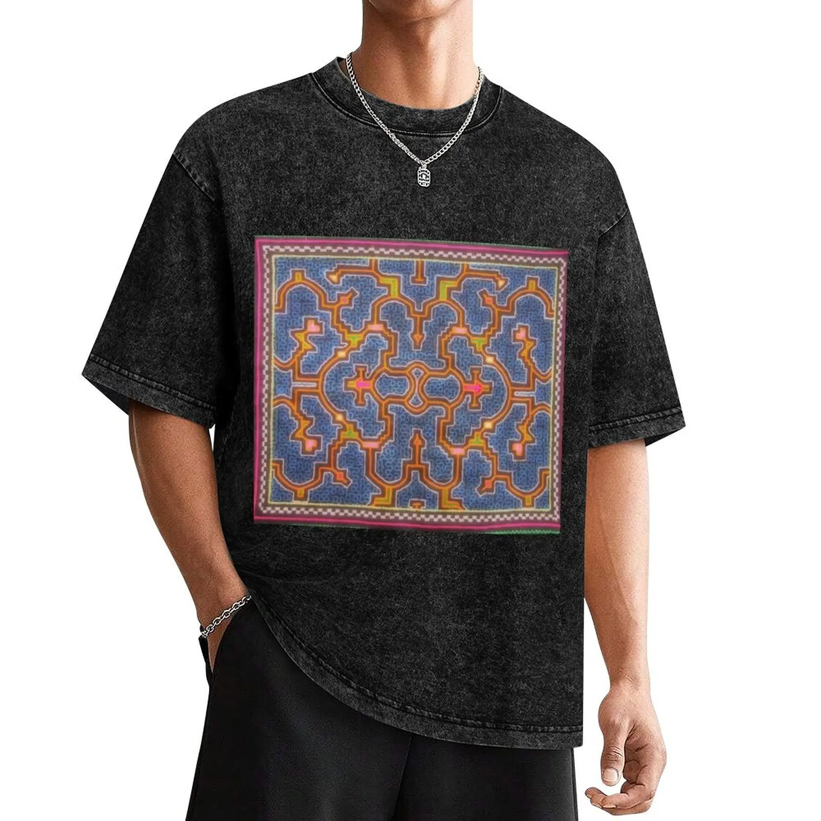 PERUVIAN SHIPIBO STYLE PATTERN PRINT SHAMAN ayahuasca T-Shirt custom shirt plus size tops fitted t shirts for men