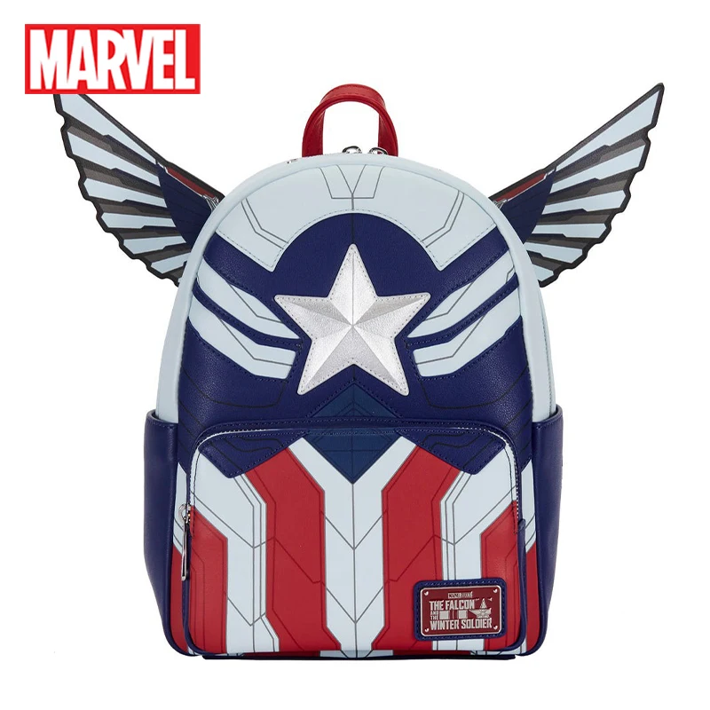 Loungefly Marvel Captain America Falcon PU Leather Mini Bags Cosplay Mini Backpack for Women Leisure Fashion Backpack Gift