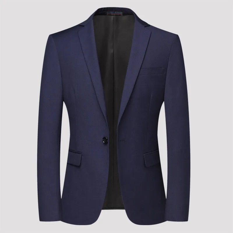 

KIDWHXR Blazer Man Turn Down Collar Single-breasted Male Suit Coat Simple Long Sleeve Versatile Business Wedding Men Outerwear