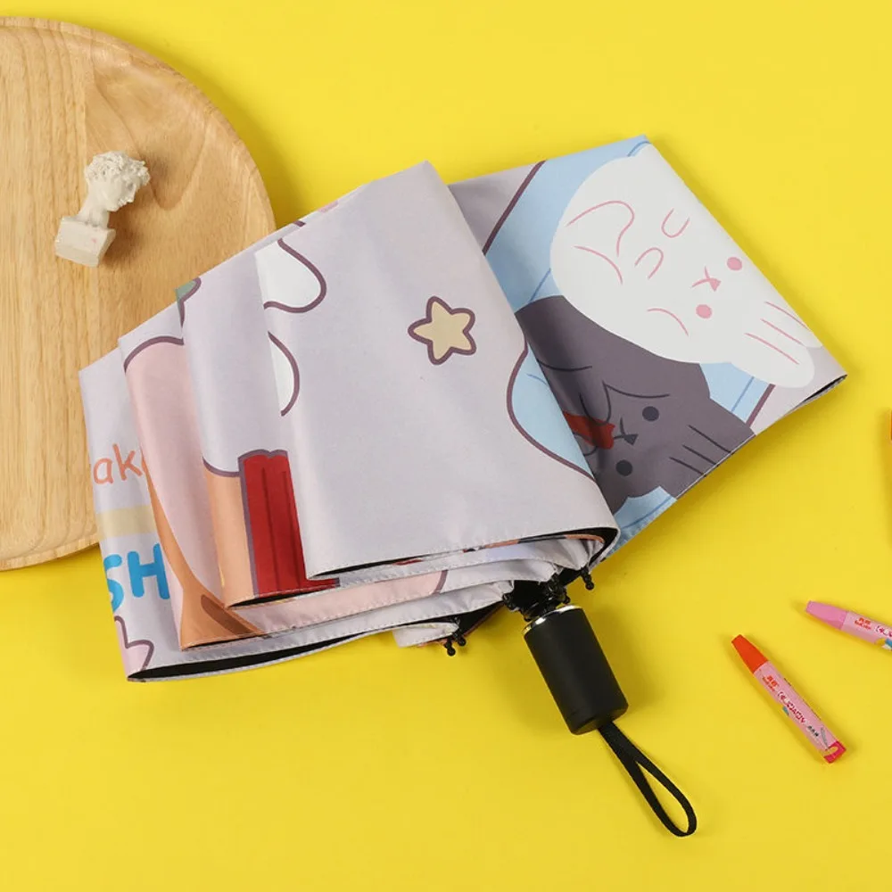 8-Ribs Cat Automatic Umbrella UV Protection Letter Print Cat Sun Protection Umbrella Waterproof Sun Rain Dual Use