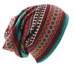 Brand Autumn Winter Dual-use Hat For Ladies thin Skullies Beanies Vintage Geometric Design Women Scarf Face Mask HT026