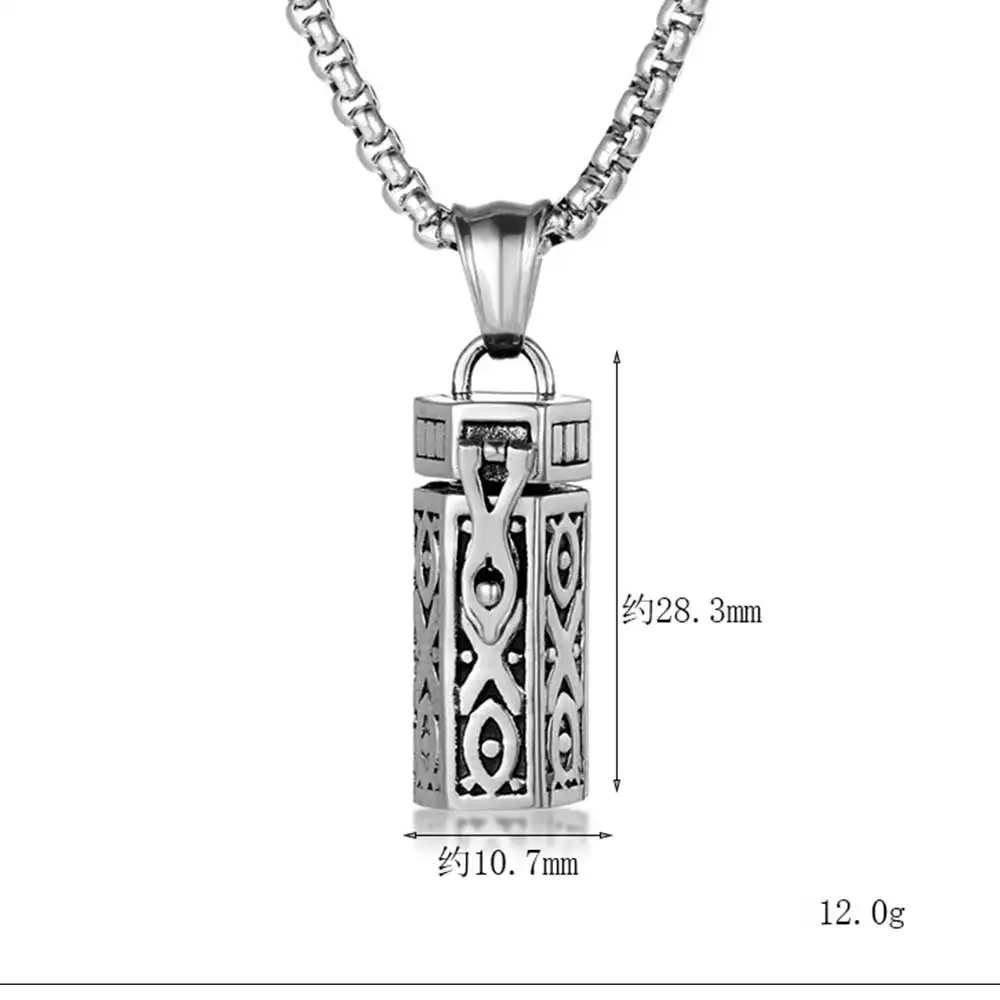 JHSL Men Empty Storage Bottle Pet Ashes Perfume Necklaces Pendants High Quality 304 Stainless Steel Fashion jewelry