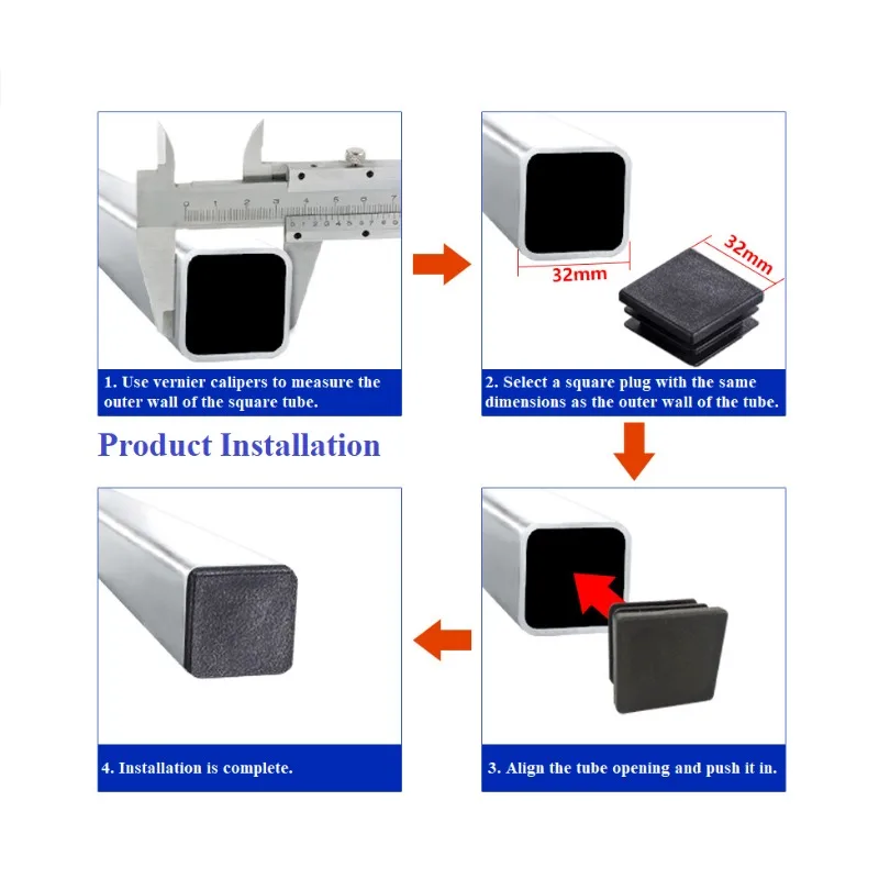 Plastic Square Pipe Plugs Furniture Feet Protector Chair Leg Pads Feet Protector Furniture Feet Protector Chair Leg Pads image 2