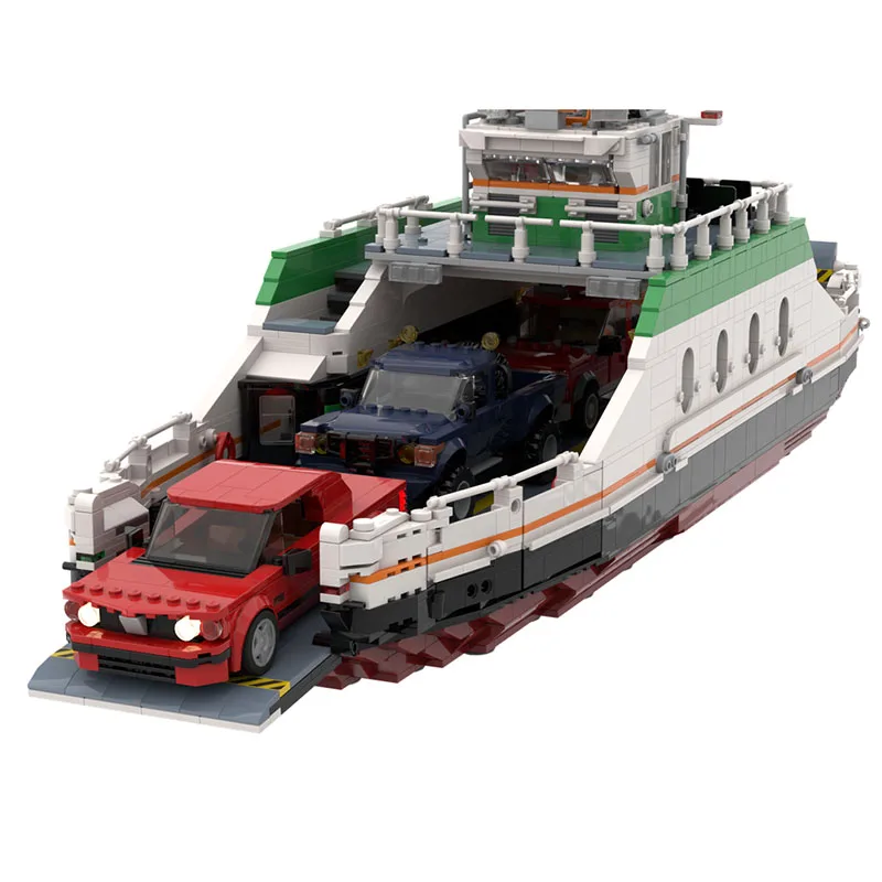 Moc 빌딩 블록 럭셔리 중형 자동차 페리 미니 사이즈 선박 기술 모듈 형 빌딩 블록 선물 완구 DIY 세트 조립