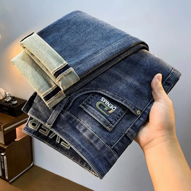 

New Summer Style 2026 Trendy Men's Jeans with Embroidery, Stretch Fabric, Slim Fit Cut, Slim Legs, Versatile Trousers, Suitable