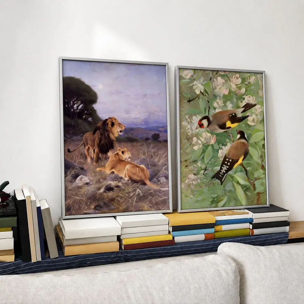 Artist Friedrich Wilhelm Kuhnert Poster Self‑Adhesive Waterproof PP Poster Coffee House Bar Wall Art Sticker Room Home Decor