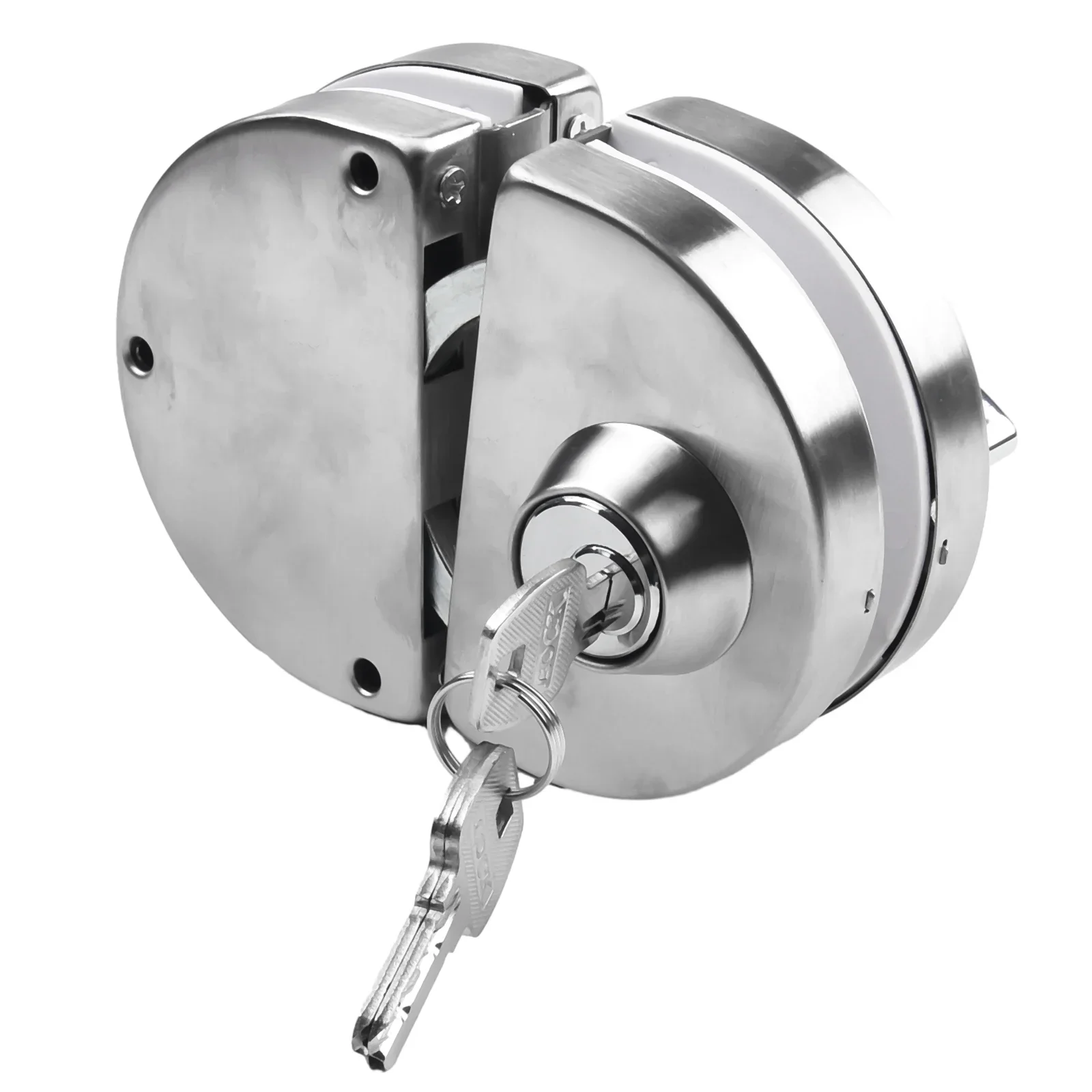 Stainless Steel Glass Door Lock with Double Bolts and Sliding Control for Frameless Glass Doors 8 12mm Thick with 3 Keys