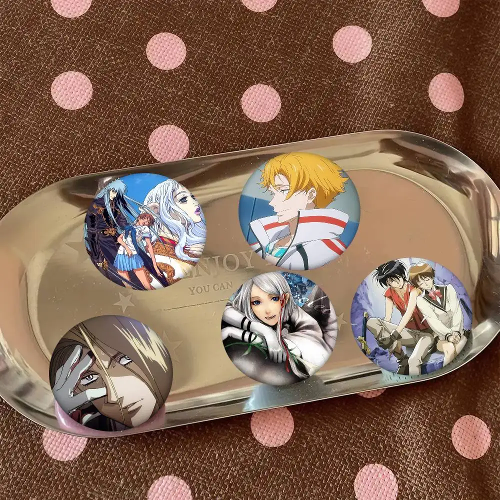 1 unidad de broches con diseño de dibujos animados de F-Escaflowne, decoración para mochila, pines redondos de esmalte para accesorios